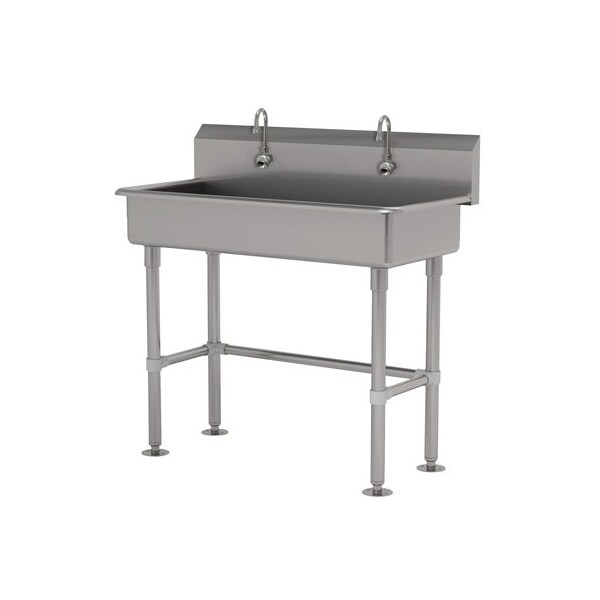 2 Stat ADA NSF 16 Ga. 304 SS Floor Mounted Sink - Electric Faucet Incl